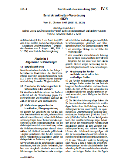 IV.03 | Berufskrankheiten-Verordnung (BKV)