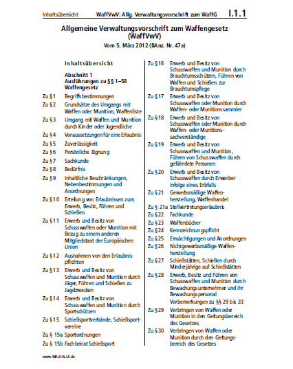 I.01.01 | WaffVwV: Allg. Verwaltungsvorschrift zum WaffG
