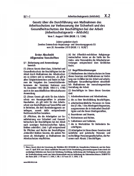 X.02 | Arbeitsschutzgesetz (ArbSchG