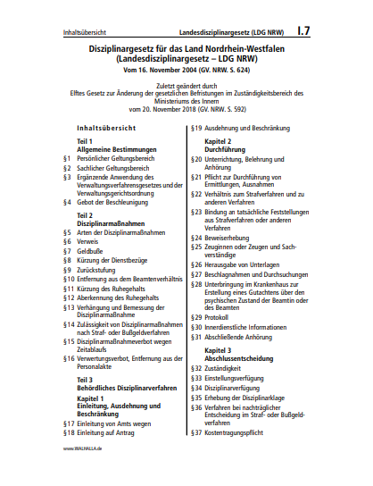 I.07 | Landesdisziplinargesetz (LDG NRW)