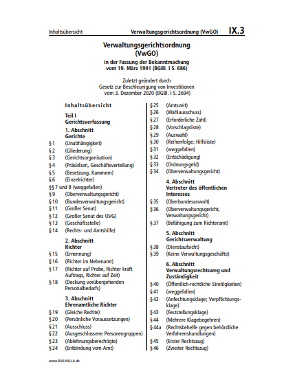IX.03 | Verwaltungsgerichtsordnung (VwGO)
