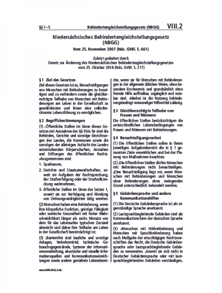 VIII.02 | Behindertengleichstellungsgesetz (NBGG)
