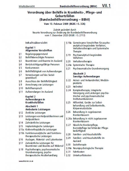 VII.01 Bundesbeihilfeverordnung (BBhV)