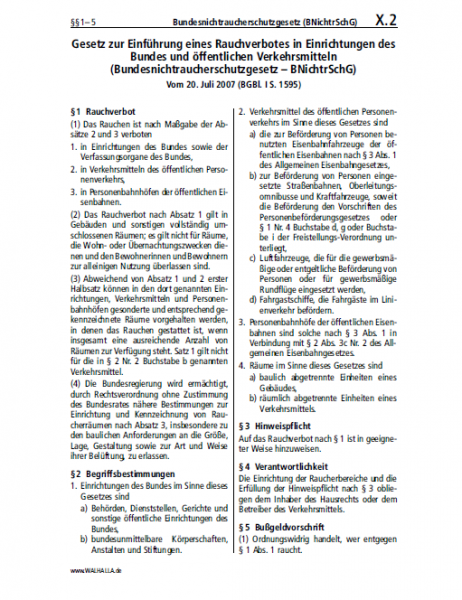 X.02 | Bundesnichtraucherschutzgesetz (BNichtrSchG)