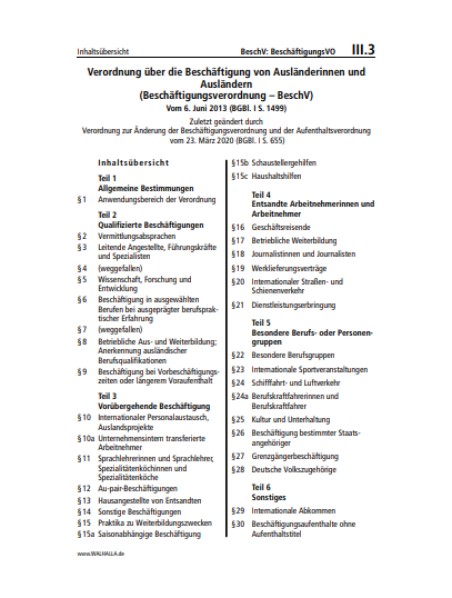 III.03 | BeschV: BeschäftigungsVO