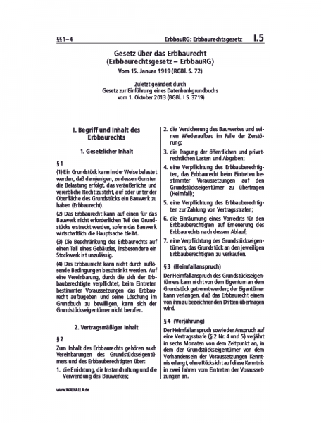 I.05 | ErbbauRG: Erbbaurechtsgesetz
