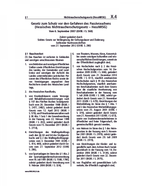 X.04 | Nichtraucherschutzgesetz (HessNRSG)