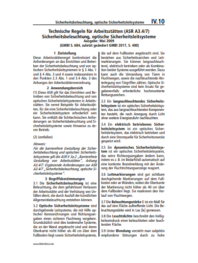 IV.10 | Sicherheitsbeleuchtung, optische Sicherheitsleitsysteme