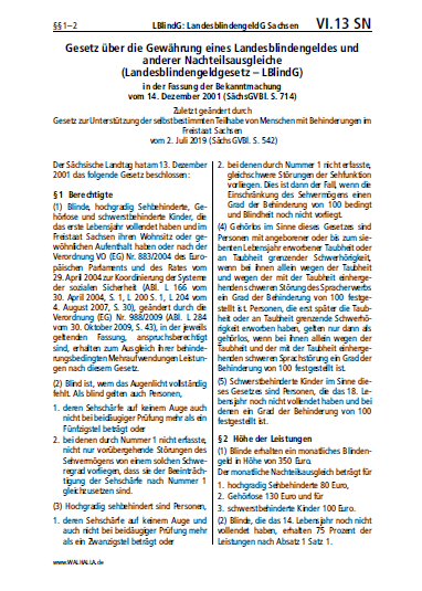 VI.13 SN | LBlindG: LandesblindengeldG Sachsen