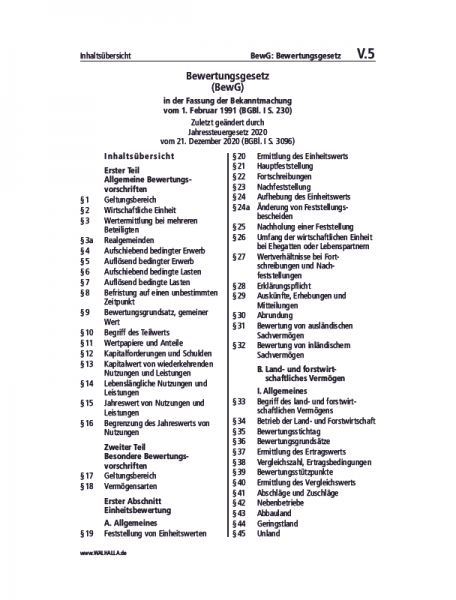 V.05 | BewG: Bewertungsgesetz