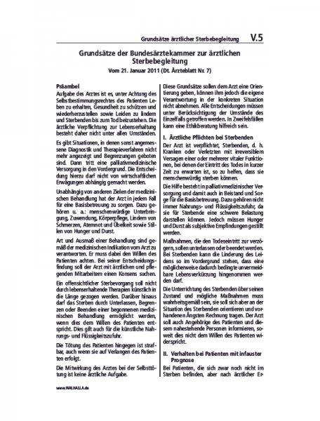 V.05 | Grundsätze ärztlicher Sterbebegleitung