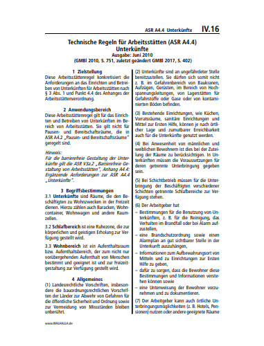IV.16 | ASR A4.4 Unterkünfte