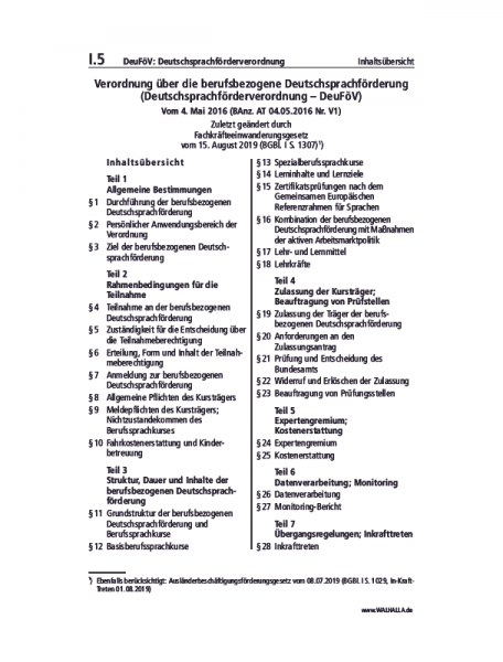 I.05 | DeuFöV: Deutschsprachförderverordnung