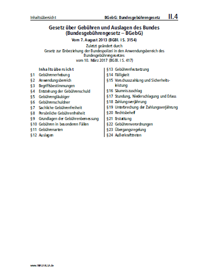 II.04 | BGebG: Bundesgebührengesetz