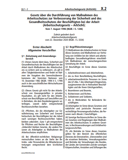 X.02 | Arbeitsschutzgesetz (ArbSchG)