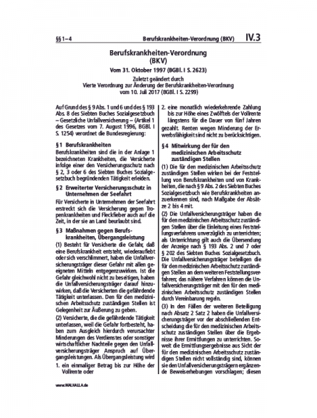 IV.03 | Berufskrankheiten-Verordnung (BKV)