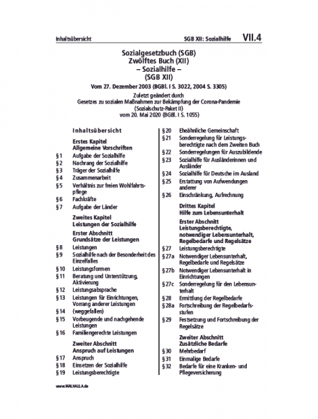 VII.04 | SGB XII: Sozialhilfe