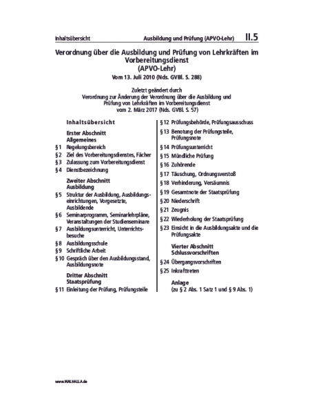 II.05 | Ausbildung und Prüfung (APVO-Lehr)