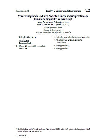 V.02 | EinglhV: Eingliederungshilfeverordnung