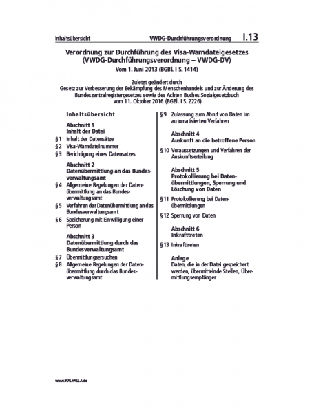 I.13 | VWDG-Durchführungsverordnung