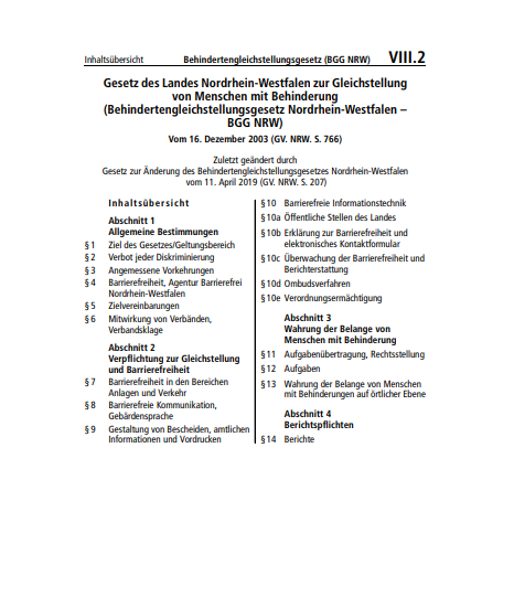 VIII.02 | Behindertengleichstellungsgesetz (BGG NRW)