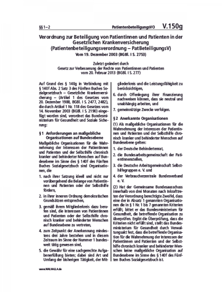 V.150g | PatientenbeteiligungsVO