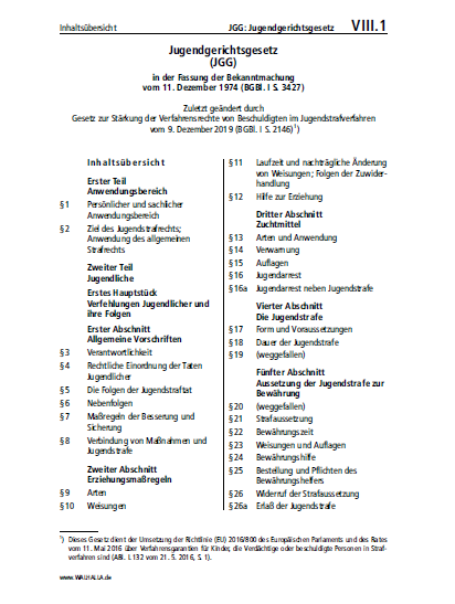 VIII.01 | Jugendgerichtsgesetz (JGG)