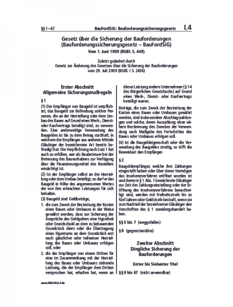 I.04 | BauFordSiG: Bauforderungssicherungsgesetz