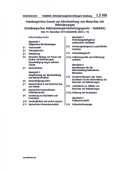 I.03 HH | HmbBGG: BehindertengleichstellungsG Hamburg