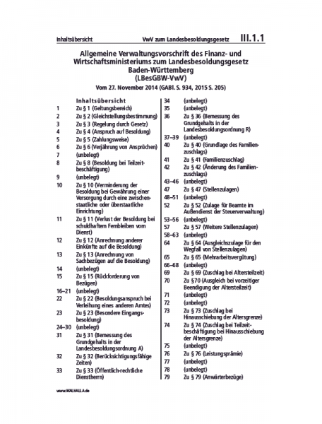 III.01.01 | VwV zum Landesbesoldungsgesetz