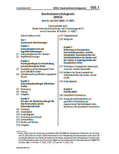 VIII.01 | BDSG: Bundesdatenschutzgesetz