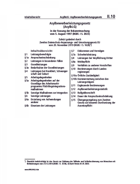II.10 | AsylbLG: Asylbewerberleistungsgesetz