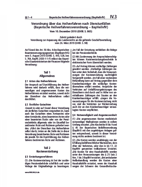 IV.03 | Bayerische Heilverfahrensverordnung (BayHeilvfV)