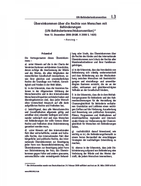 I.03 | UN-Behindertenkonvention (Auszug)