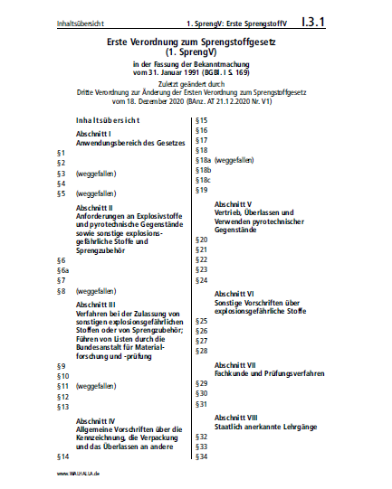 I.03.01 | 1. SprengV: Erste SprengstoffV