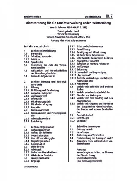 IX.07 | Dienstordnung