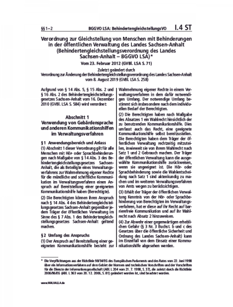 I.04 ST | BGGVO LSA: BehindertengleichstellungsVO