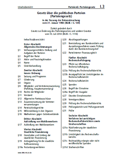 I.03 | ParteienG: Parteiengesetz