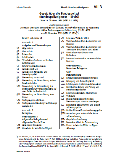 VII.03 | BPolG: Bundespolizeigesetz