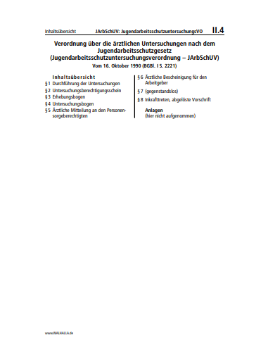 II.04 | JArbSchUV: JugendarbeitsschutzuntersuchungsVO