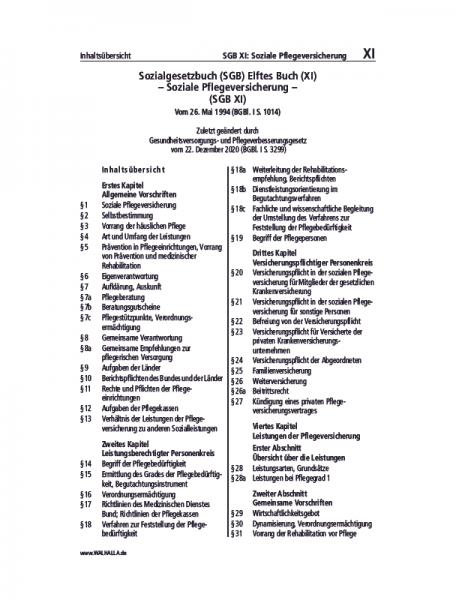 XI | SGB XI: Soziale Pflegeversicherung