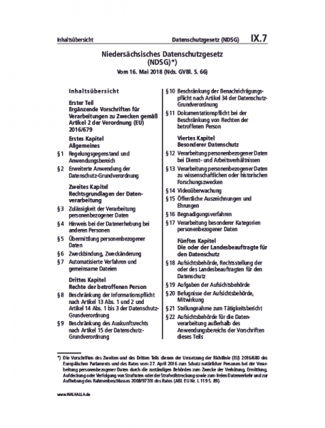 XI.07 | Datenschutzgesetz (NDSG)