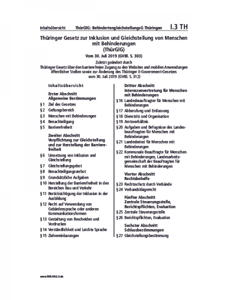 I.03 TH | ThürGlG: BehindertengleichstellungsG Thüringen
