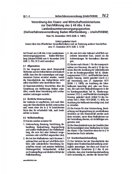 IV.02 | Heilverfahrensverordnung (LHeilvfVOBW)