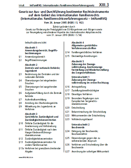 XIII.03 | IntFamRVG: Internationales Familienrechtsverfahrensgesetz