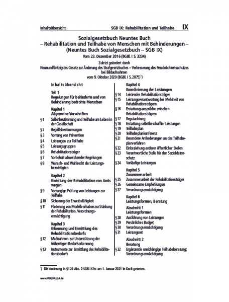 IX | SGB IX: Rehabilitation und Teilhabe