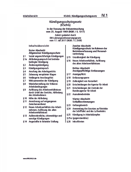 IV.01 | KSchG: Kündigungsschutzgesetz