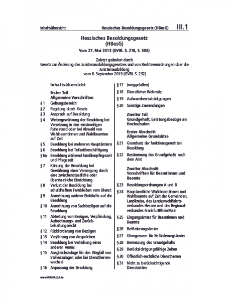III.01 | Hessisches Besoldungsgesetz (HBesG)