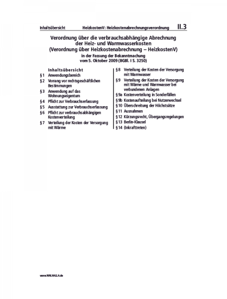 II.03 | HeizkostenV: Heizkostenabrechnungsverordnung