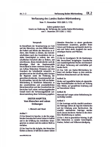 IX.02 | Verfassung Baden-Württemberg